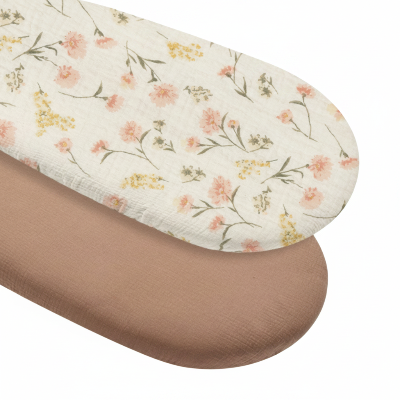 Drap housse pour bebe gaze de coton respirant | 2 pièces – Fleurs