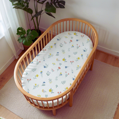 Drap lit bebe bambou | Fleurette ajustable