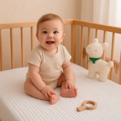 Drap lit bebe coton bio 120 × 60 cm | Blanc – Exploration de la douceur par bébé