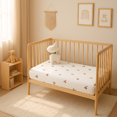 Drap lit bebe coton bio | Cassis respirant