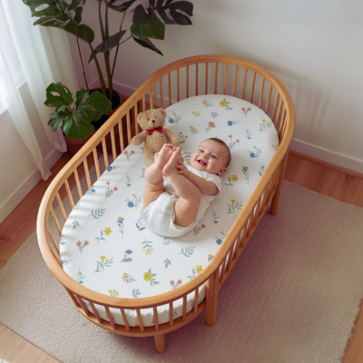 Drap pour lit bebe bambou 130 × 70 cm | Fleurette – Ajustable