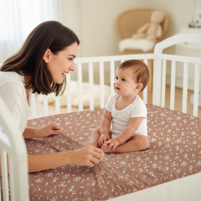 Drap pour lit bebe bambou 130 × 70 cm | Fleurs d’Antan – Ajustable