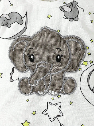 Grenouillère pour bébé-|LaBarbotine|- Broderie éléphant