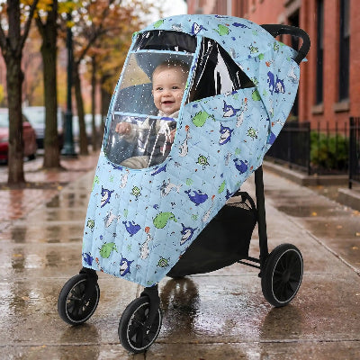 Housse de pluie universelle poussette – univers marin qui protège bébé de la pluie