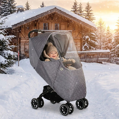 Housse pour poussette universelle chaude  grise | Protection grand froid 