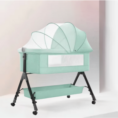 Lit bébé Cododo Pliable SommeilProche™ | Vert accessoirisé