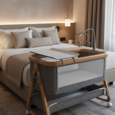 Lit d'appoint compact pour bébé 2 en 1 | BabyBedMobile™ – Gris