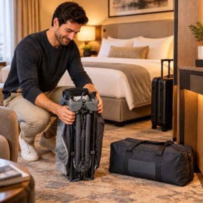 Lit de voyage bébé 4 en 1 pliable | Le multifonctionnel – Rangement facile par papa