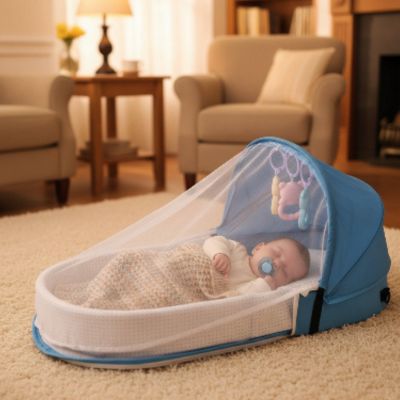 Lit de voyage portable bébé | Le vagabond : cocon protecteur chez grands-parents