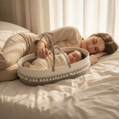 Lit de voyage portable bébé panier tressé | Le Cocon – Cocodo avec maman pour la sieste