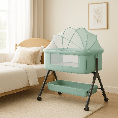Lit pliable pour bébé vert | SommeilProche™ de qualité
