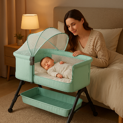 Lit pliable pour bébé vert SommeilProche™ naturel