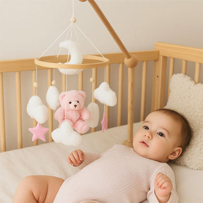 Mobile bebe | Ourson rose-Stimulation sensoriel