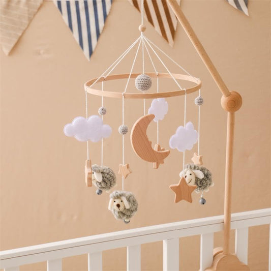 Mobile lit Bébé - WoodenCribBell™ - Moutons gris