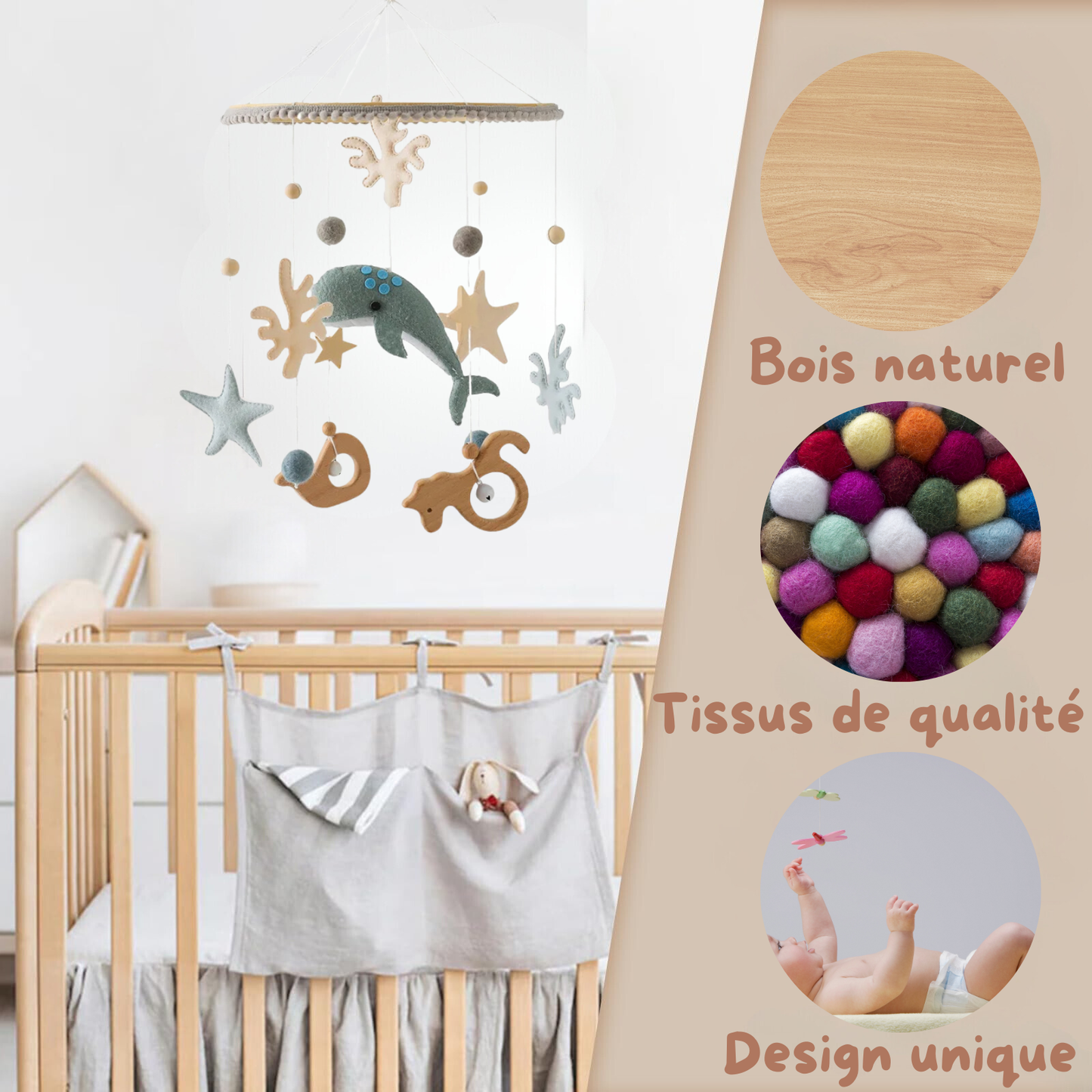 Mobile lit Bébé - WoodenCribBell™ - Caractéristiques