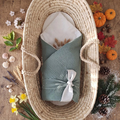 Nid d'ange bébé uni | CoconDouillet™ – Adaptable aux quatre saisons – Bleu