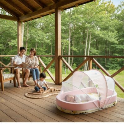 Nid pour bebe de voyage antimoustiques | Animaux de la jungle – Protection 360 au chalet en famille