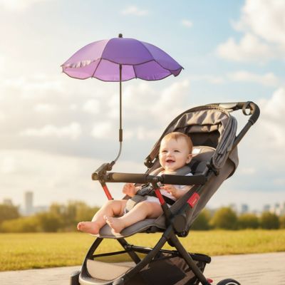 Ombrelle poussette universelle mauve BabyFleurella™ protection solaire