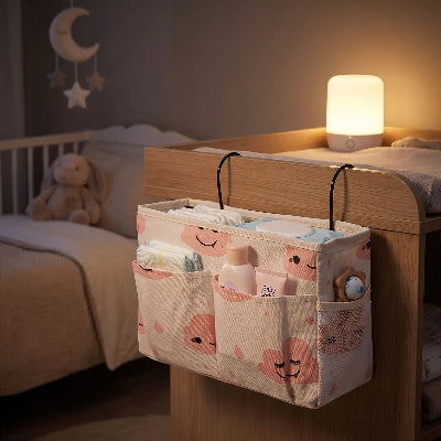 Organisateur de lit bébé multifonctionnel | HangingBag™ – Tout à portée de main la nuit pour les changes de couches