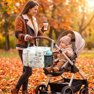 Organisateur de poussette multifonctionnel | Alpaga – Mains libres en tout temps en sortie au parc avec bébé