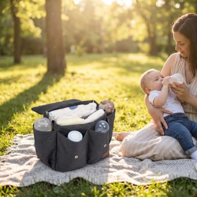 Organisateur poussette universel grande capacité | HappyBaby™ – Maman qui donne le biberon au parc