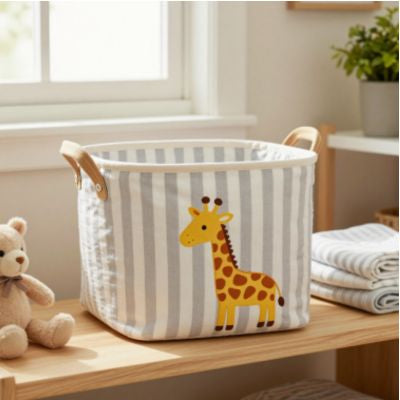 Panier de rangement bébé en lin | Girafe – Panier décoratif sur tablette