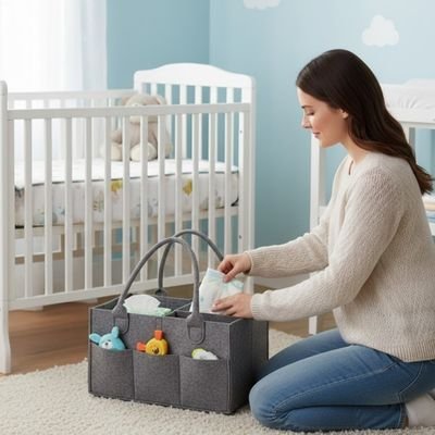 Panier rangement bébé | Pratique et élégant gris – Allié pratique au quotidien
