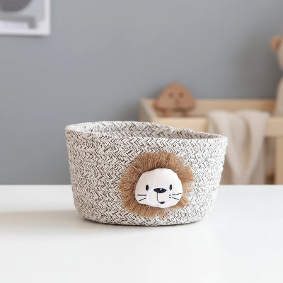 Panier rangement bébé tissé à la main | Lion – Blanc