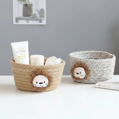 Panier rangement bébé tissé à la main | Lion – Compagnon fidèle