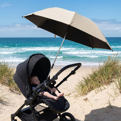 Parasol pour poussette pliant 360° Anti-UV | SunnyBaby™- Robuste blanc