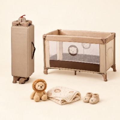 Parc de voyage compact bébé 2-en-1 | Lion – Parc et le lit pliant