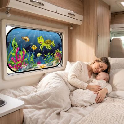 Pare-soleil de voiture bebe lot de 2 | Animaux marins – Petite sieste en journée avec maman dans camping-car