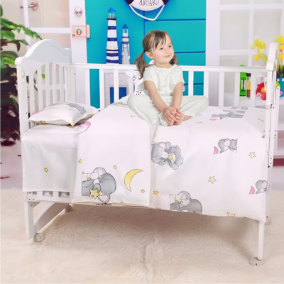 Parure de lit bébé 3 pièces | Éléphant magique – Coton premium