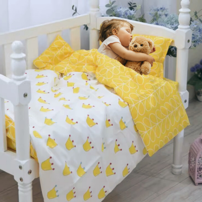 Parure de lit bebe 3 pièces | Couronne jaune