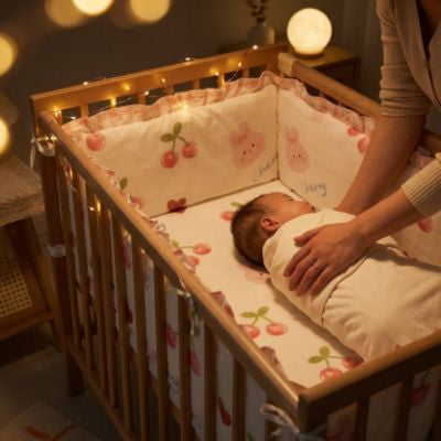 Parure de lit pour bébé 5 pièces CoconDouillet™ | Bonne nuit lapin – Beaux rêves enchanteurs