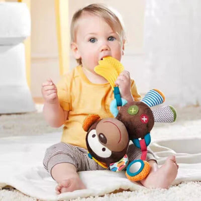 Peluche pour bebe avec hochet | CrazyPlush™ | Singe multifonctionnel