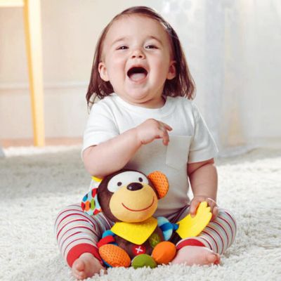 Peluche pour bebe avec hochet | CrazyPlush™ | Singe réconfortant