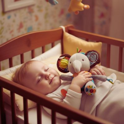 Peluche pour bebe avec hochet CrazyPlush™ | Éléphant réconfortant