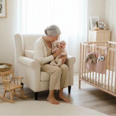 Pochette de rangement suspendu en lin | DodoBag™ – Visite chez les grands-parents