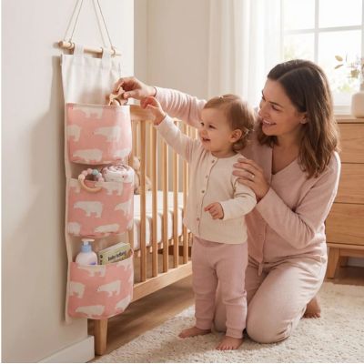 Pochette de rangement suspendu à trois poches | CrazyBag™ – Rose 