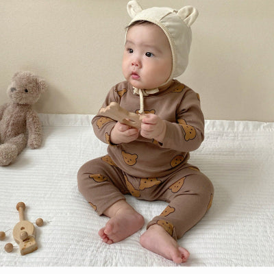 Pyjama garcon bebe ensemble en coton doux ourson | 3M-3ans adorable