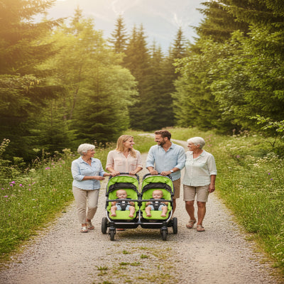 Réducteur de siège bébé | SécuriCuir™ – vert – Jumeaux en exploration plein air au chalet