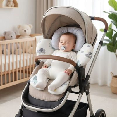 Réducteur de siège bébé ergonomique pour poussette | PremièreSortie™-Éléphant bleu un dodo dans la poussette