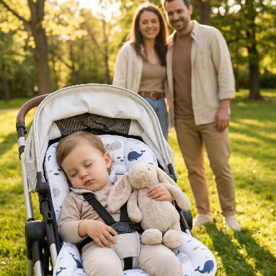 Réducteur de siège bébé ergonomique pour poussette bleu – endormissement facile
