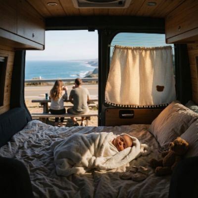 Rideau occultant voyage à ventouse auto | Tête d'ours – Lumière tamisée pour la sieste de bébé dans le camping-car