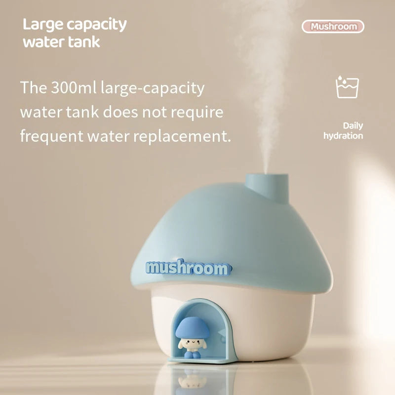 Humidificateur d'air de dessin animé 300ml, Mini diffuseur d'arôme d'huile essentielle, éclairage coloré, humidificateur ultrasonique mignon pour maison de champignon