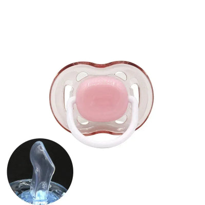 Sucette Bébé Silicone Souple Transparente | LollyDodo™ plate rose