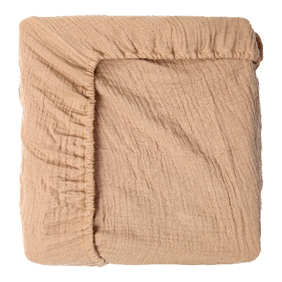 Drap housse pour bebe en coton mousseline cuni brun