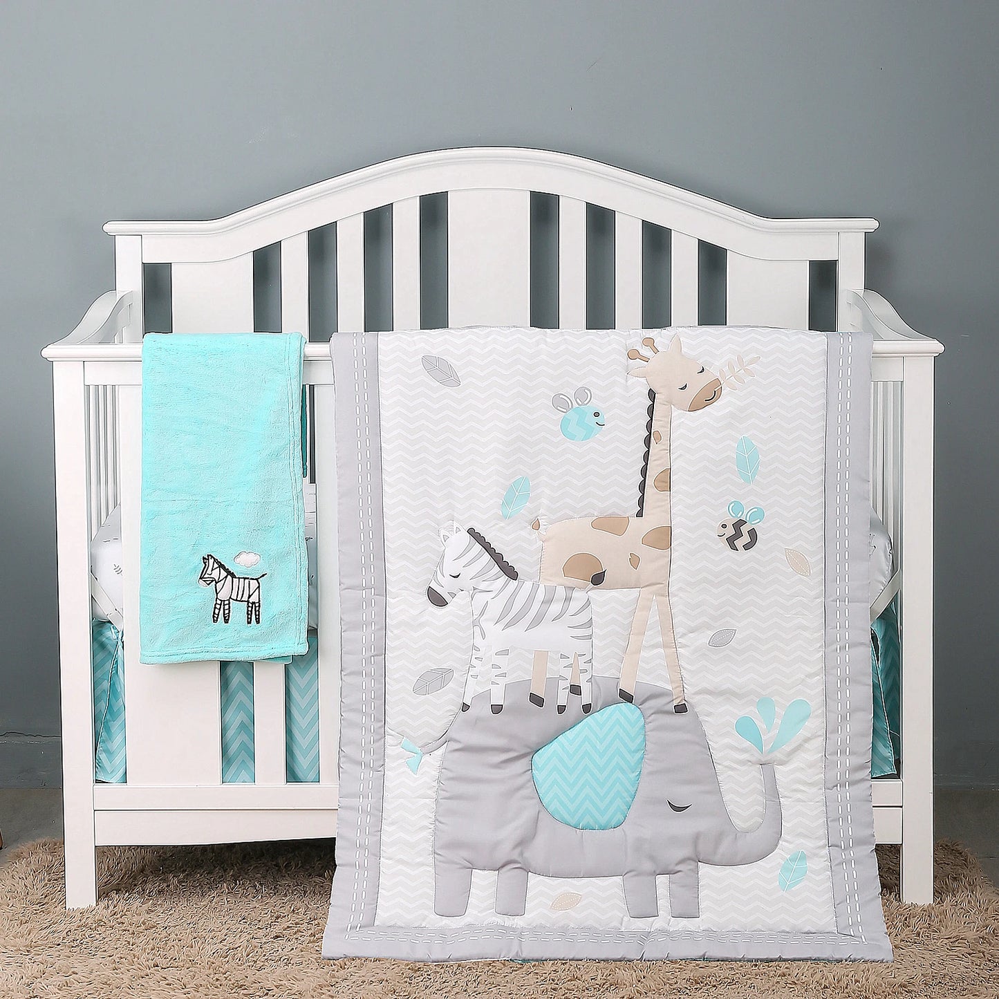 4 pièces nouveau-né bébé enfant en bas âge berceau ensemble de literie bébé lit juegos de cama de bebé (déguette drap-housse berceau jupe couverture)