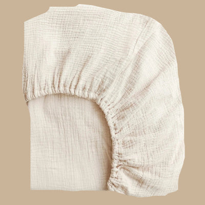 Drap housse pour bébé berceau - Gaze de coton monochromatique blanc crème
